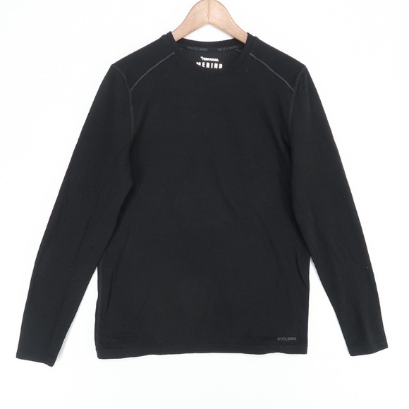 Terramar Woolskins Merino Pullover Mens Medium Black Thermal Base Layer Shirt - Picture 1 of 8
